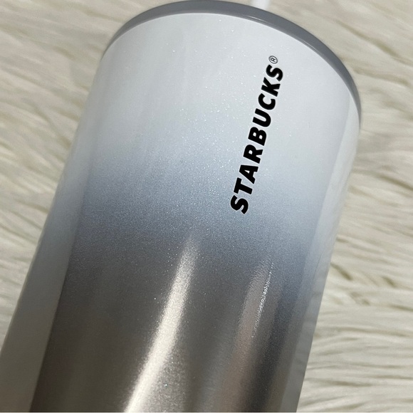 STARBUCKS White and Silver Stainless Steel Ombré Holiday Tumbler - Picture 3 of 7